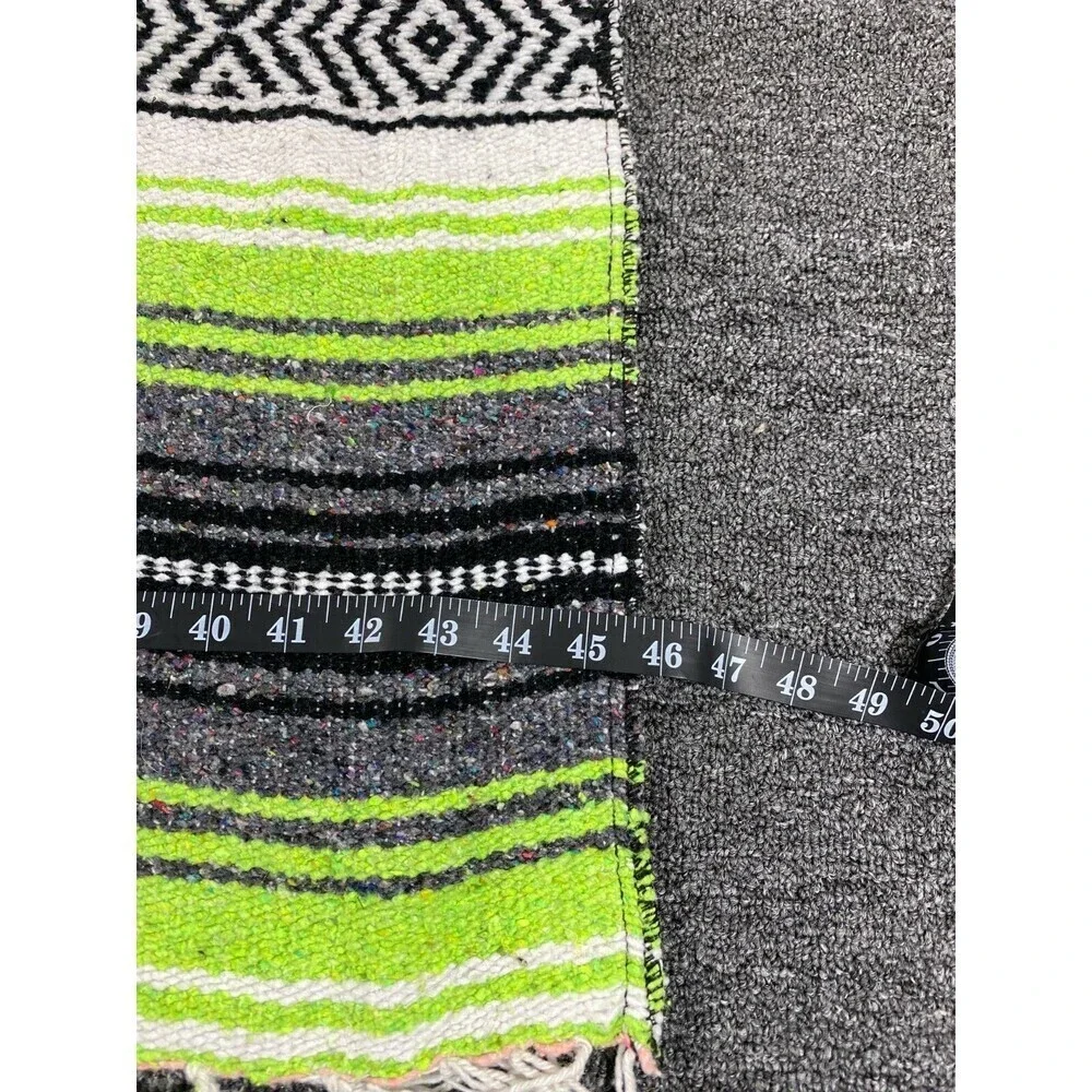 Vintage Navajo Style Hand Made Mexican Blanket with Fringes Frank’s Multicolor